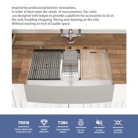 30 Farmhouse Sink Workstation - 30*21*9 Inch Kitchen Sink Stainless Steel 18 gauge Apron Front Kitchen Sink