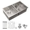 Double Bowl (50/50) Drop in Sink - 33"x22"x9" Stainless Steel Kitchen Sink 18 Gauge with Two 9" Deep Basin