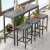 Modern Design Kitchen Dining Table, Pub Table, Long Dining Table Set with 3 Stools, Easy Assembly, Gray (W75753845)