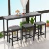 Modern Design Kitchen Dining Table, Pub Table, Long Dining Table Set with 3 Stools, Easy Assembly, Gray (W75753845)