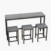 Modern Design Kitchen Dining Table, Pub Table, Long Dining Table Set with 3 Stools, Easy Assembly, Gray (W75753845)
