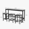 Modern Design Kitchen Dining Table, Pub Table, Long Dining Table Set with 3 Stools, Easy Assembly, Gray (W75753845)