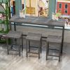 Modern Design Kitchen Dining Table, Pub Table, Long Dining Table Set with 3 Stools, Easy Assembly, Gray (W75753845)