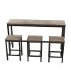 Modern Design Kitchen Dining Table, Pub Table, Long Dining Table Set with 3 Stools, Easy Assembly, Brown Gray (W75753849)