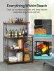 6-Tier Kitchen Storage Rack, Coffee Bar with Storage Basket, Microwave Oven Stand with 6 S-Hooks