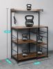 6-Tier Kitchen Storage Rack, Coffee Bar with Storage Basket, Microwave Oven Stand with 6 S-Hooks